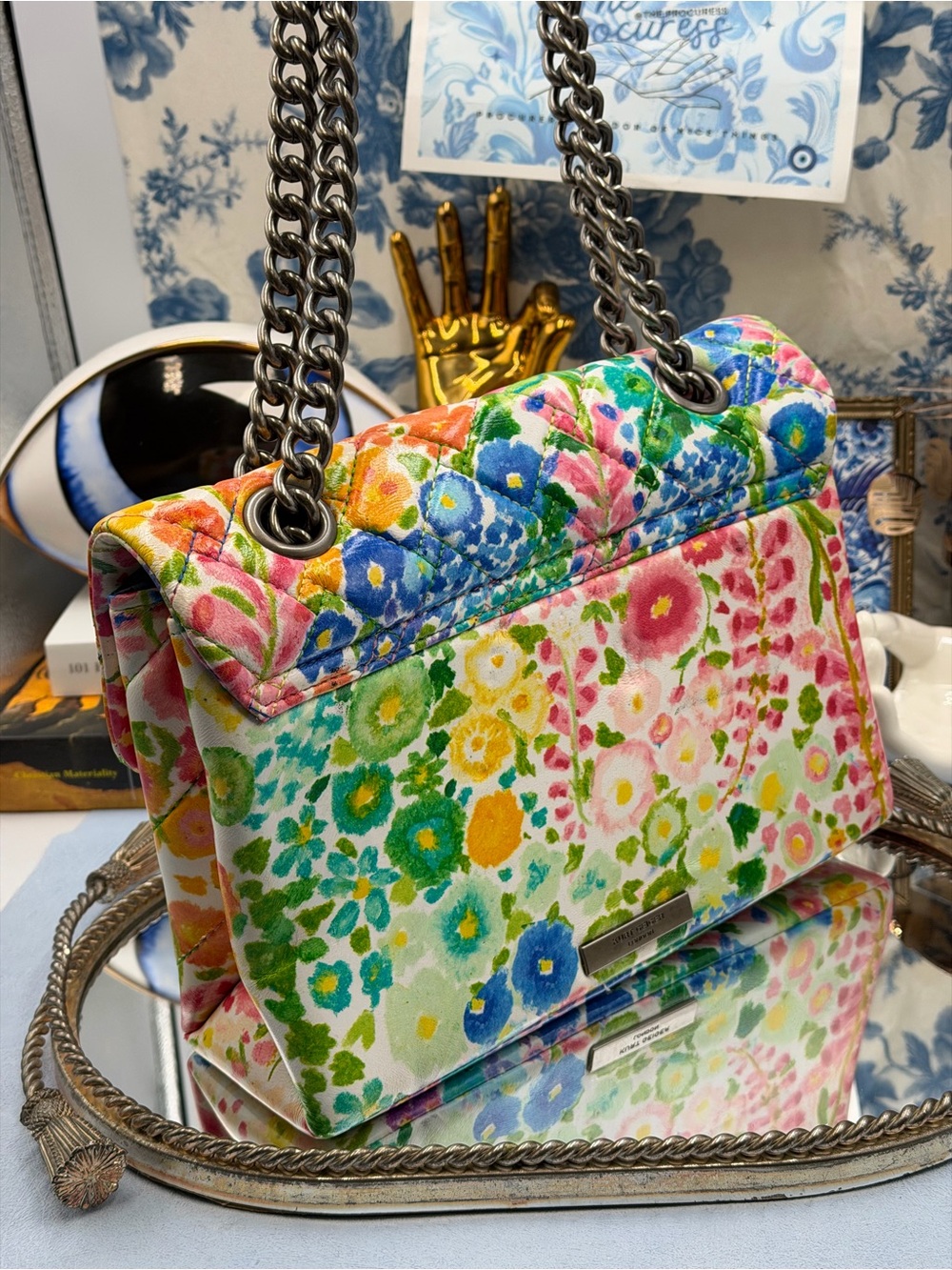 🆕 KURT GEIGER LONDON 🧿 NWOT Floral Couture Kensington Bag, Bright Floral Print - Picture 6 of 16